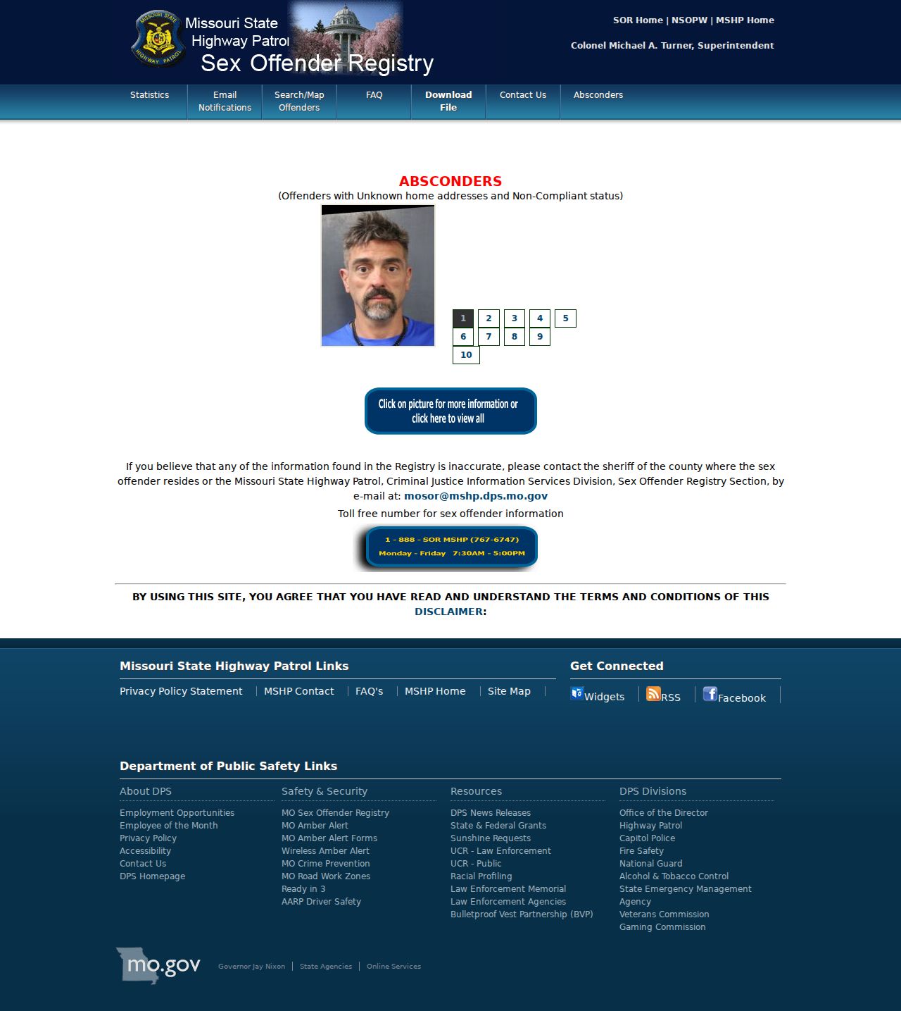 Missouri State Highway Patrol public registry page, separate from Dade County Everton court docket records